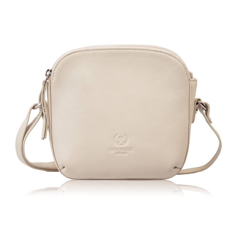 Béžová dámska kožená crossbody kabelka Ashley