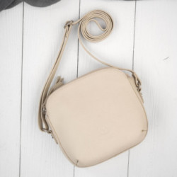 Béžová dámska kožená crossbody kabelka Ashley