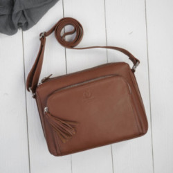 Hnedá dámska kožená crossbody kabelka Jacomina