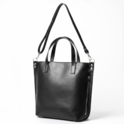 Čierna dámska kožená kabelka - shopperka Charlotte