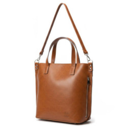 Svetlo hnedá dámska kožená kabelka - shopperka Charlotte