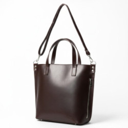 Tmavo hnedá dámska kožená kabelka - shopperka Charlotte
