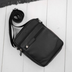 Čierna pánska kožená crossbody taška Cobus