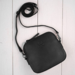 Čierna dámska kožená crossbody kabelka Ansie