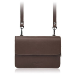 Tmavo hnedá dámska kožená crossbody kabelka 2 v 1 Cornelia