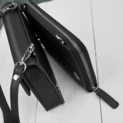 Čierna dámska kožená crossbody kabelka 2 v 1 Cornelia