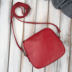 Červená dámska kožená crossbody kabelka Ansie