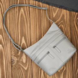 Sivá dámska kožená crossbody kabelka Almira
