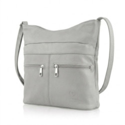 Sivá dámska kožená crossbody kabelka Almira