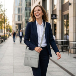 Sivá dámska kožená crossbody kabelka Almira