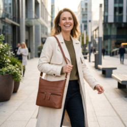 Hnedá dámska kožená crossbody kabelka Almira