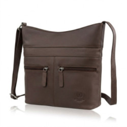Tmavo hnedá dámska kožená crossbody kabelka Almira