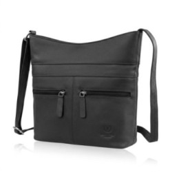 Čierna dámska kožená crossbody kabelka Almira