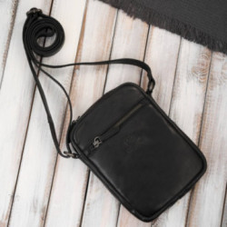Čierny pánsky kožený crossbag Adin