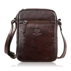 Tmavo hnedý pánsky kožený crossbag Adin