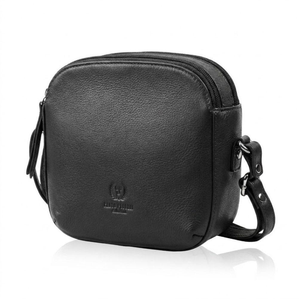 Čierna dámska kožená crossbody kabelka Ashley