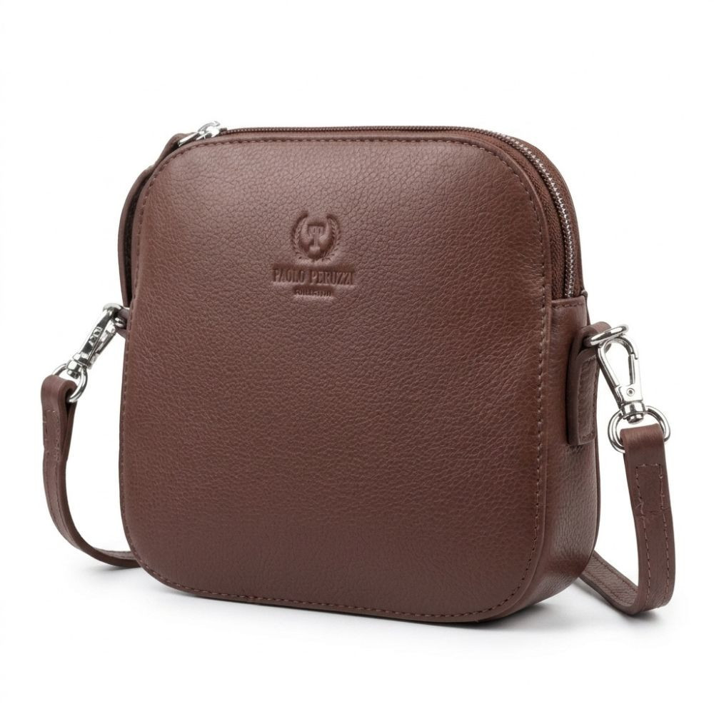 Čokoládovo hnedá dámska kožená crossbody kabelka Ansie