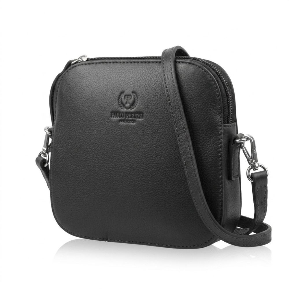 Čierna dámska kožená crossbody kabelka Ansie