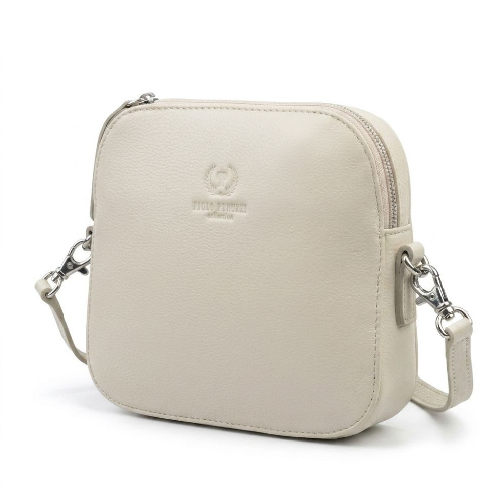 Smotanová dámska kožená crossbody kabelka Ansie
