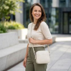 Smotanová dámska kožená crossbody kabelka Ansie