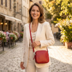 Červená dámska kožená crossbody kabelka Ansie