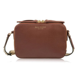 Tmavo hnedá dámska kožená crossbody kabelka Lone