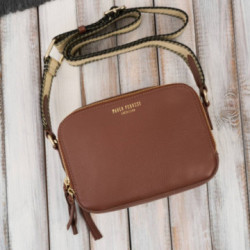 Tmavo hnedá dámska kožená crossbody kabelka Lone