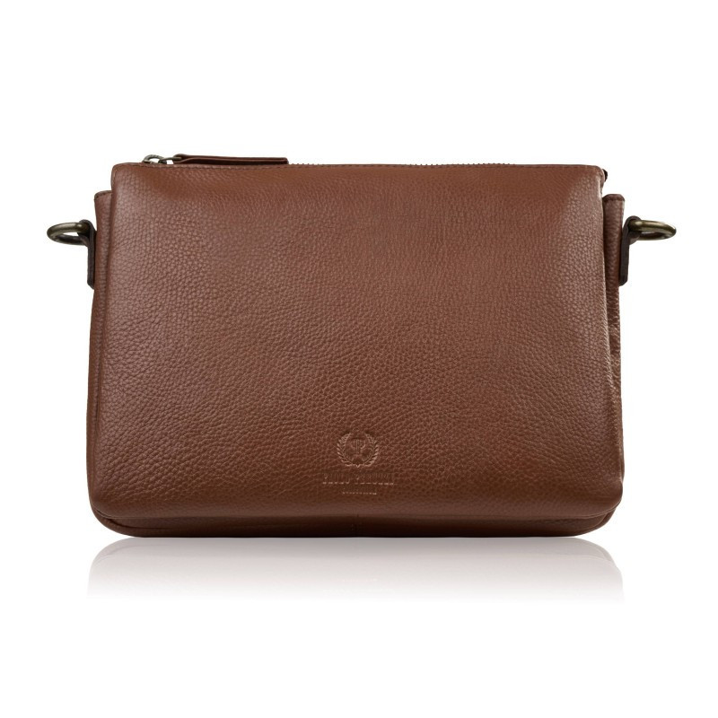 Hnedá dámska kožená crossbody kabelka Dilnoza