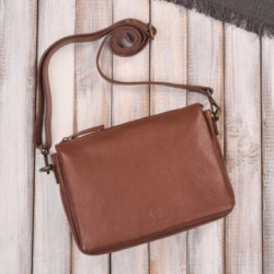 Hnedá dámska kožená crossbody kabelka Dilnoza