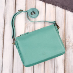 Tyrkysová dámska kožená crossbody kabelka Dilnoza