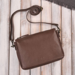 Tmavo hnedá dámska kožená crossbody kabelka Dilnoza