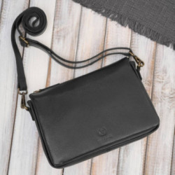 Čierna dámska kožená crossbody kabelka Dilnoza