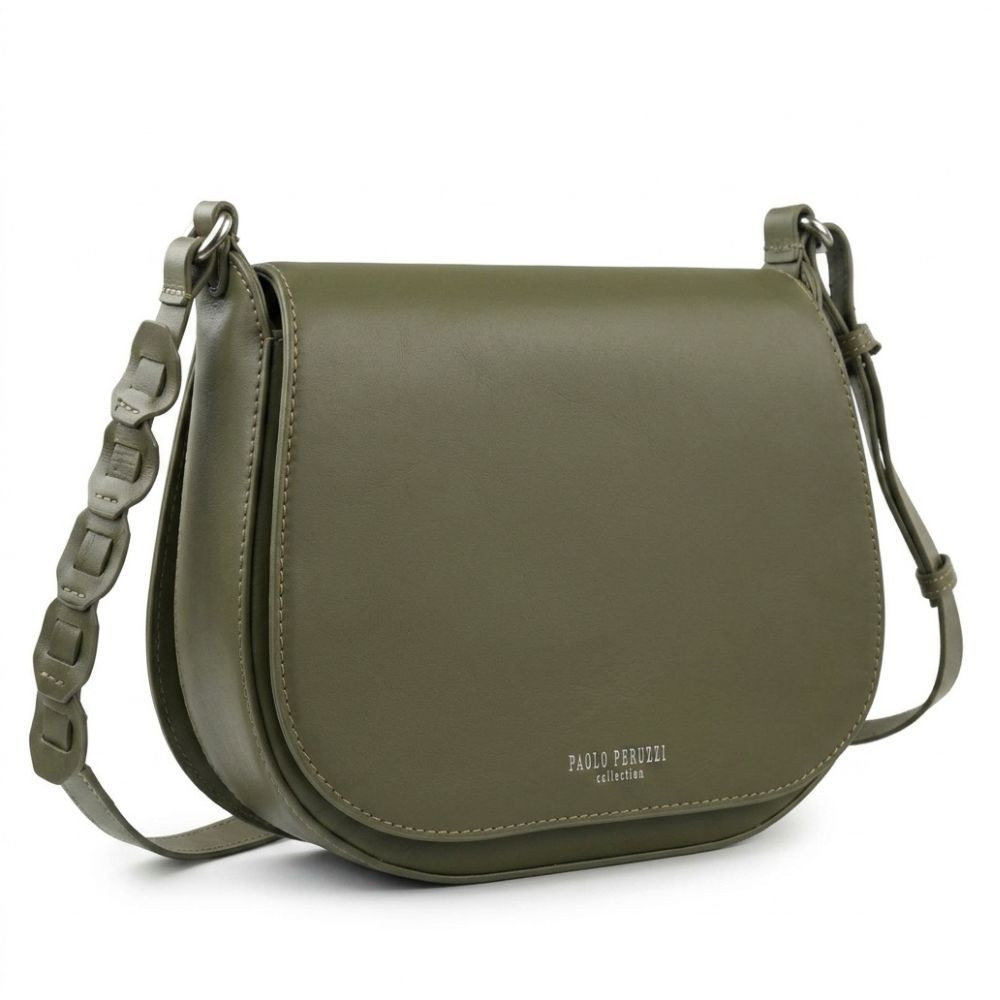 Olivovo zelená dámska crossbody kožená kabelka Pernille