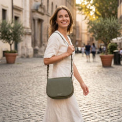 Olivovo zelená dámska crossbody kožená kabelka Pernille
