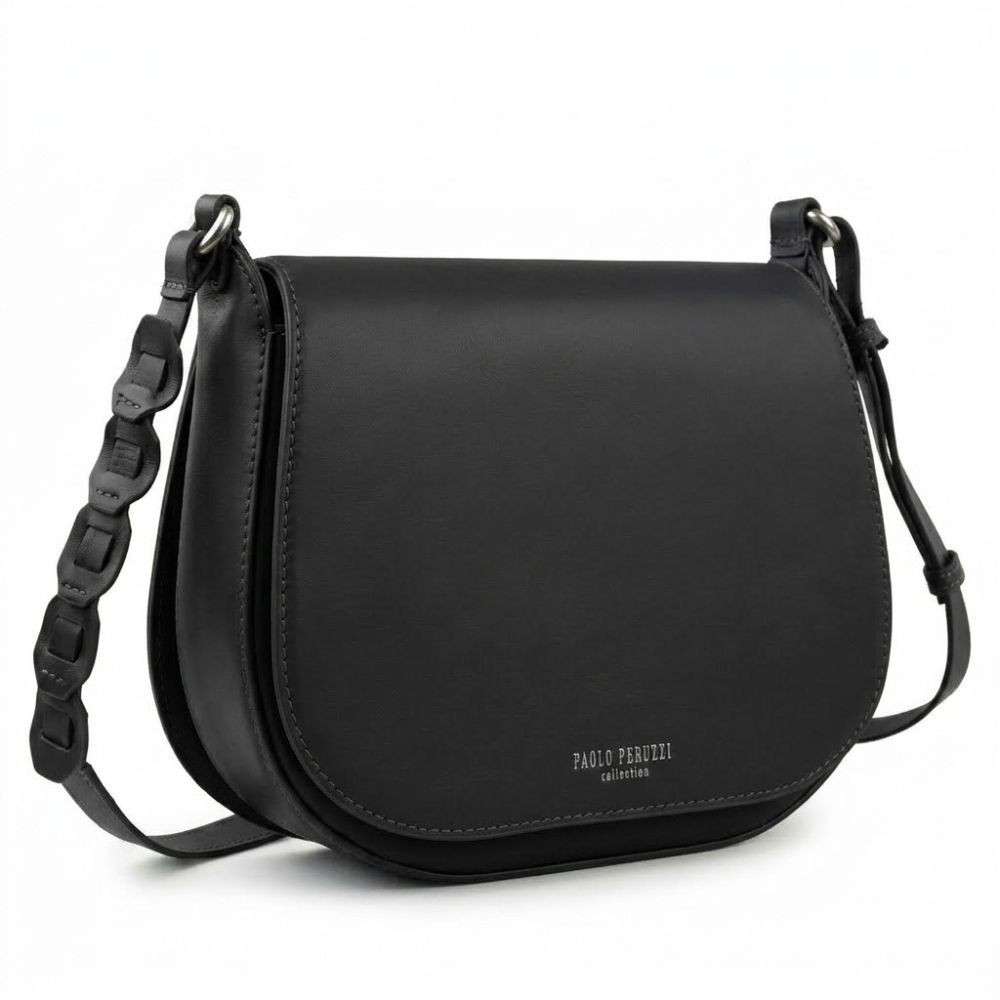 Čierna dámska crossbody kožená kabelka Pernille