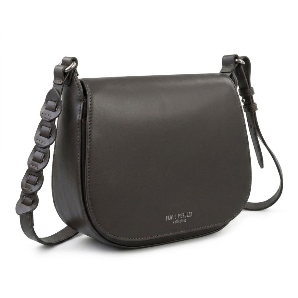 Tmavo hnedá dámska crossbody kožená kabelka Pernille