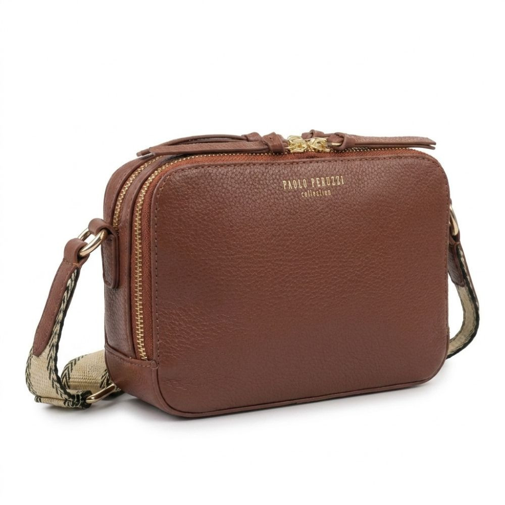 Tmavo hnedá dámska kožená crossbody kabelka Lone