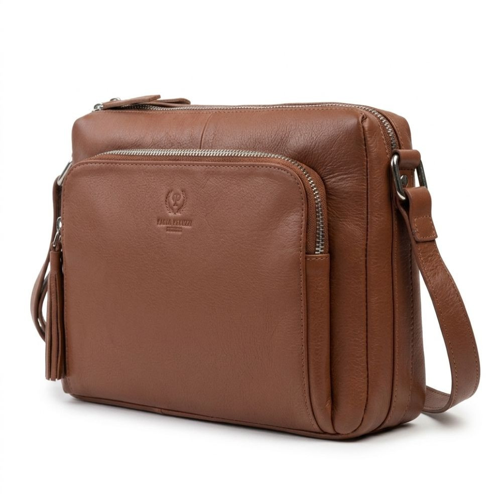 Hnedá dámska kožená crossbody kabelka Jacomina