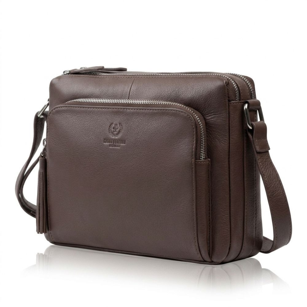 Tmavo hnedá dámska kožená crossbody kabelka Jacomina