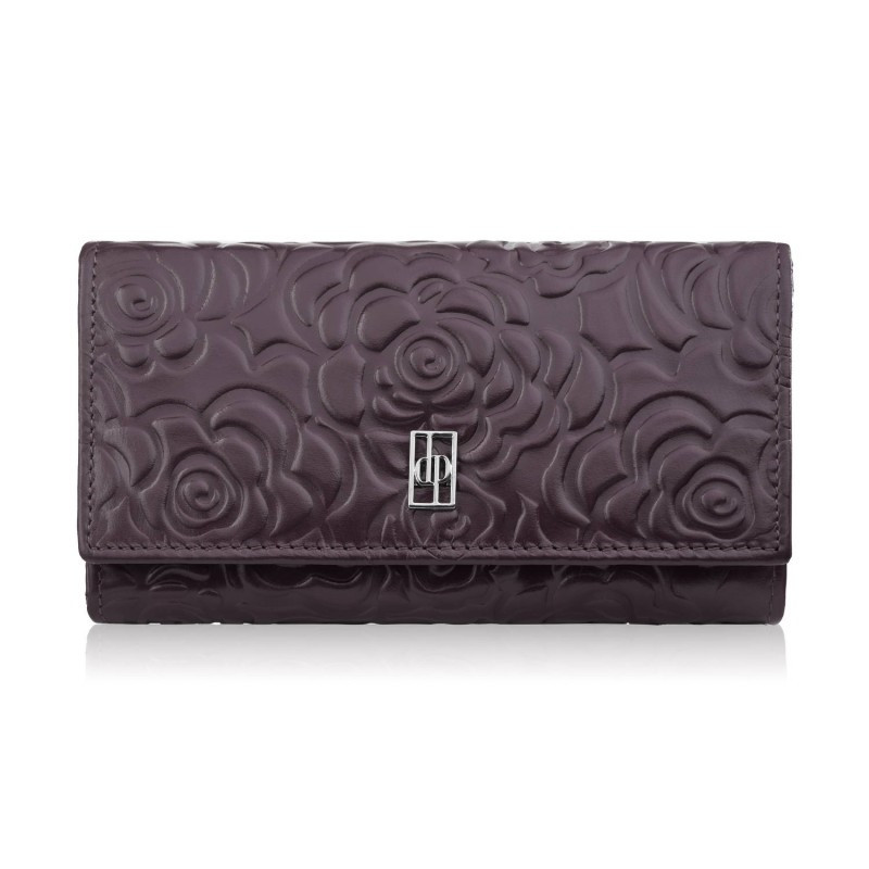 Fialová veľká dámska kožená peňaženka s chlopňou Sofia