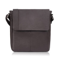 Tmavo hnedý pánsky kožený crossbag s chlopňou Adrian