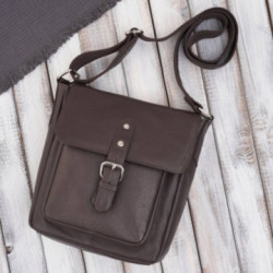 Tmavo hnedý nadčasový pánsky kožený crossbag Sergio