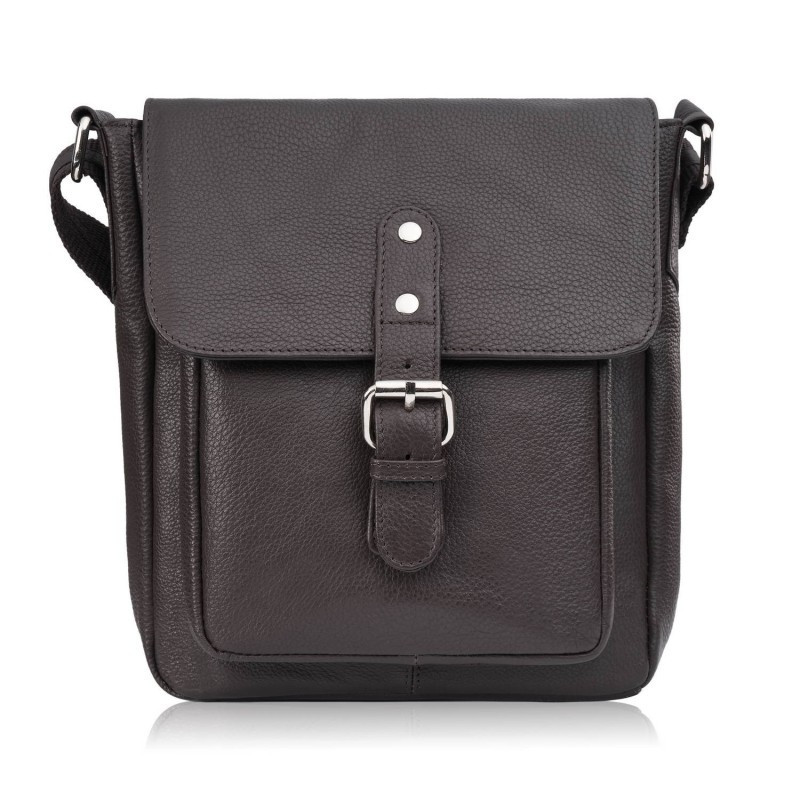 Tmavo hnedý nadčasový pánsky kožený crossbag Sergio