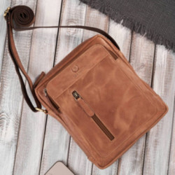 Svetlo hnedá pánska kožená crossbody taška Lorcan