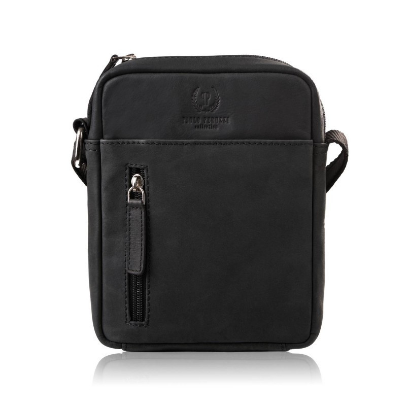 Čierna malá pánska kožená crossbody taška Navian