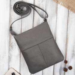 Sivá dámska kožená taška cez rameno - crossbody Virelle
