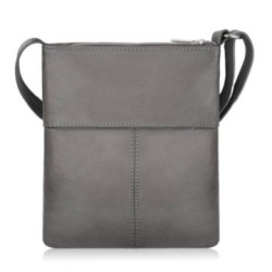 Sivá dámska kožená taška cez rameno - crossbody Virelle