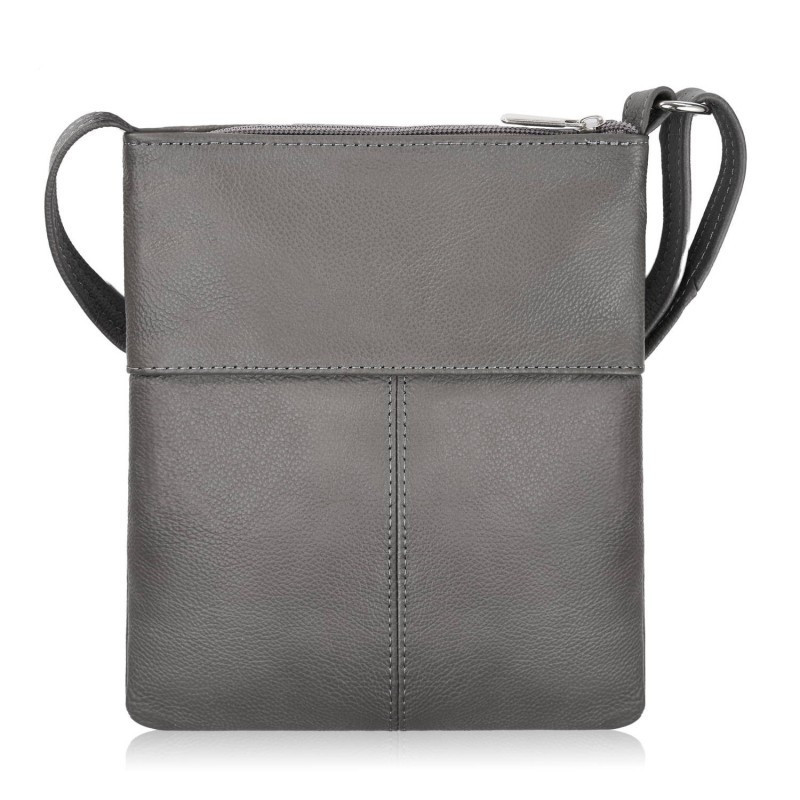 Sivá dámska kožená taška cez rameno - crossbody Virelle