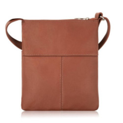 Svetlo hnedá dámska kožená taška cez rameno - crossbody Virelle