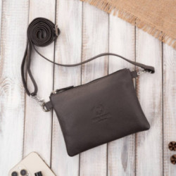 Tmavo hnedá dámska kožená crossbody kabelka Sorelia